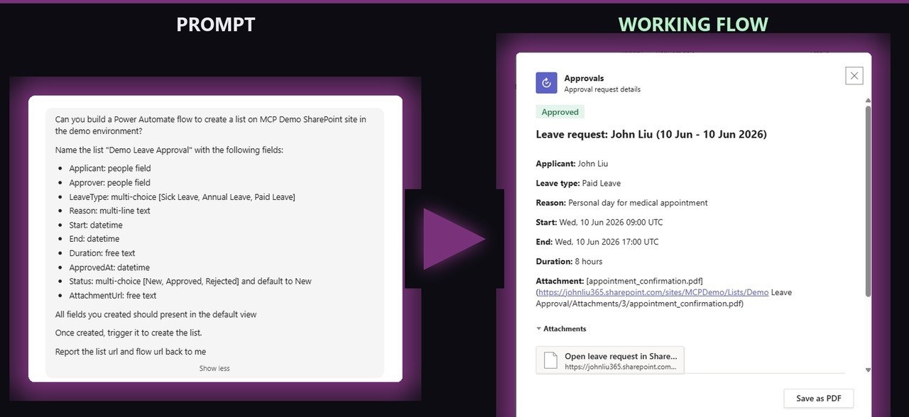 FlowStudio MCP video thumbnail. AI agent builds a Power Automate flow in one prompt